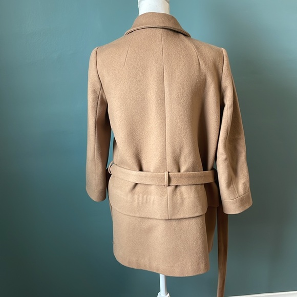 J. Crew Camel 100% Wool Blazecoat Coat Jacket Pea Coat by Nello Gori size 6 CS - Picture 5 of 7